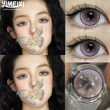 2pcs New Colored Contacts Lenses for Eyes Fashion Purple Lenses Nature Soft Prescription Myopia Beauty Pupil Lady Makeup
