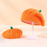 Pumpkin Beret Hat Halloween Thanksgiving Autumn and Winter Parent-Child Knitted Hat Warm Belle Hat Christmas Party Hats