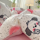 Korean Style Seersucker  Washed cotton Bedding Set  Girls Twin Queen Size Duvet Cover   Bed Linens Kids Fashion