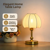 Nordic Style LED Table Lamp Vintage Touch Control Small Night Light USB Rechargeable Eye Protection Atmosphere Lamp Bathroom