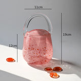 Glass Vase Hand Basket Bag Pink Clear Bottle Terrarium Flower Hydroponics Home Decoration Accessories Vases Pots