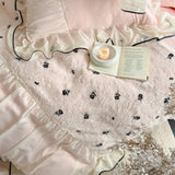 Princess Style Duvet Cover Set Rose Embroidery Bed Cover Lace Ruffles Bed Sheet Pillowcase Soft Bedding Set Decor Gift for Home
