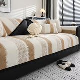 Modern Luxury Chenille Sofa Cover,  Anti Slip, 2, 3 Seater, Corner Armchair Slipcover Protector, Stripe Sofa Seat Cushion