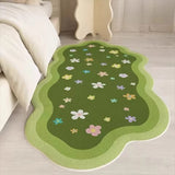 Bedroom Bedside Rug Soft Comfortable Fluffy Faux Cashmere Carpet Modern Style Moss Flower Pattern Irregularly Shaped Floor Mat