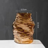 Glass Vase Irregular Lines of Folds Floral Arrangement Accessories Hydroponics Terrarium Home Decoration