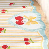 Home Decor Alien Bedside Carpet Pink Cherry Print Princess Room Cloak Room Carpet Thickened Plush Anti Slip Floor Mat