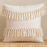 Cotton Linen Boho Cushion Cover for Sofa Couch Bench Car Home Decor Comfy Square Farmhouse Cushion Pillow Case with Tassel