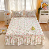 1PC 100%Cotton Bed Skirt Queen/King Size Floral Printed Bed Sheet with Ruffles falda de cama Full Size Bed Skirt for Single Bed