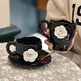 French Minimalist Style Relief Pattern Coffee Cup And Saucer Milk Coffee Mug Creative Styling Desktop Ornament Home Decoration