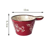 Ceramic Bowl with Handle Multifunctional Baking Bowl Oven Microwave Handmade French Tableware Coffee Cup Breakfast Cereal Bowl