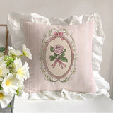 Cute Cat Bow Printed Pillow Series Bedroom Living Room Dormitory Pillow Ruffle Square Pattern Home Decoration Detachable Pillow