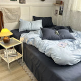 Duvet Cover Set New School Season Student Three PIECE Set Ins Style Solid Color Double Panel Washing Cotton Comforter Set