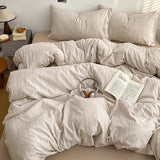 Korean Bedding Full Sets Blue New Soft Striped Queen Bed Sheets Duvet Cover With Pillowcase No Filling Bedroom Decor