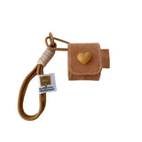Vintage leather brown headset case for apple airpods 1 2 pro pro2nd 3 autume 3d love heart anti-fall rope protetctor cover