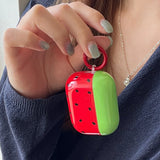 New Lovely Summer Watermelon Gloss Silicone Earphone Case for AirPods 4 AirPods Pro 2 AirPods 1 2 3 Soft Cover With Keychain