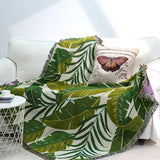 Leaves Floral Blankets for Bed Linen Cotton Throw Blankets Creative Interesting Outdoor Camping Picnic Mat Aesthetic Blanket
