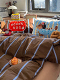 Fre Blue And Coffee Striped Cotton Bedding Set 5M 8M Single Cotton Duvet Cover Simple Modern Sle Four Piece Bedding Set