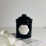 French Camellia Black Ceramic Mug Aromatherapy Cup Coffee Mugs Home Decoration Candle Wooden Holder Household Ornaments