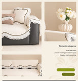 European Teddy Velvet Sofa Cushion with Lace Thick Anti Slip Couch Cover for All Seasons Irregular Hemline Furniture Protector