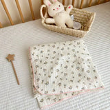 Baby Muslin Blanket 110X130cm Swaddle Blanket Gauze Thin Quilt Floral Print Double Layer Cotton Stroller Cover Kids Bedding