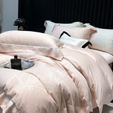 Luxury Satin Jacquard Bedding Set 1000TC Lyocell Cotton Soft Silky Duvet Cover Set Bed Sheet/Fitted Sheet Pillowcases 4Pcs