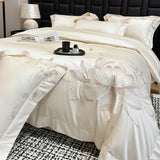 100% Egyptian Cotton Flowers Butterfly Embroidery Luxury Bedding Set Duvet Cover Set Bed Sheet Or Fitted Sheet Pillowcases 4Pcs