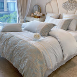 4pcs Class A High-end Long-staple Cotton Thickened Brushed Embroidery Quilt Cover Flat/fitted Bed Sheet European Bedding Set