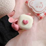 Cute 3D Heart Love Silicone Earphone Case for Samsung Galaxy Buds Live / Buds Pro / Buds 2 / Buds2 Pro Cover With Bead Pendant
