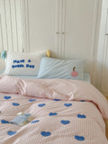 Dopne ing Color Blo Embroidered Cotton Bedding Set Waed Cotton Duvet Cover eet Pillowcase Bedding Accories