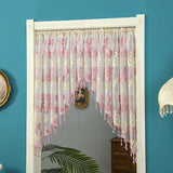 Embroidery Sheer Valance Door Decor Lace Short Curtain with Tassel Beads Embroidery Sheer Valance for Living Room New