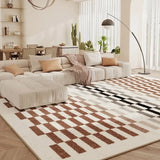 Fluffy Soft Bedside Rug Modern Style Carpets for Living Room Large Area Bedroom Decor Plaid Pattern Carpet Thick Plush Study Mat