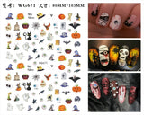 3D Luminous Nail Stickers Decals Black White Spider Web Skull Alien Planet Glow In The Dark Halloween Manicure Foils Tattoo Tips