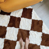 Fluffy Carpet Thick Home Accessories Floor Mats Bed Room Alfombra Large Area Rug Rhombus Checkerboard Living Room IG Decoration