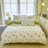Fresh Botanical Floral Bedding Set for Kids and Adults Leaves Flower Duvet Cover Set Pillowcases Soft Washed Cotton Home Textile