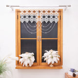 1PC Hollow Cut Lace Valance Curtain With Crystal Beads, Light Filtering Window Drape, For Kitchen Cafe, Sweet Housewarming Gift