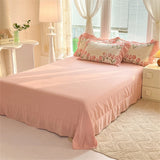Fashion Flower Bedding Set Bed Sheet Cute Princess AB Double Sided Ruffle Flower Quilt Cover Pillowcase Bedclothes Home Textiles