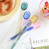 Stained Glass Spoon Dessert Ice Cream Milk Long Handled Spoon Coffee Soup Stirring Spoon High boric acid heat and cold resistanc