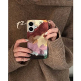 Ins Artistic Color Retro Oil Painting For IPhone 12 13 14 15 16 Pro Max Case High-Quality TPU Back Shell For IPhone 16 Pro Y2k