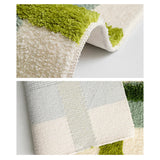 Tufting Checks Bathmat Chic Bathroom Rug Soft Fluffy Geometric Mat Carpet Floor Anti Slip Pad Aesthetic Home Room Green Decor