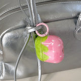 Cute lovely strawberry gloss wireless bluetooth earphone cover case for apple airpods 1 2 3 4 pro pro 2 protector with keychain