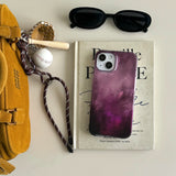 Chic INS Gradient Purple Ripple Texture Double Layers Fashion Phone Case for iPhone 16 15 14 13 Pro Max Back Phone Cover Capa