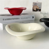 Wave Ceramic Salad Bowl Creative Irregular Solid Color Cream Cafe Tableware Design Soup Bowl Afternoon Tea Dessert Fruit Bowl