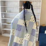 Ikeehome  new printed milk wool lamb wool blanket double-sided cute cartoon office lunch break blanket student dormitory blanket