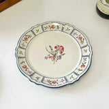 French Printed Ceramic Plate Vintage Household Serving Plates High-end Western Style Pasta Disc Exquisite Patchwork Tableware