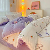 New high-weight, fresh and light milk fleece printed quilt cover Thickened warm Duvet cover