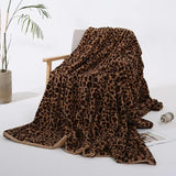 Faux Rabbit Fur Leopard Print Double-layer Coral Rabbit Plush Blanket Bedroom Sofa Soft Breathable Warm Cover Blanket