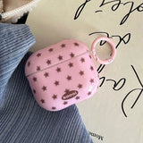 Lovely Brown Star Wireless Bluetooth Earphone Case for Apple AirPods 1 2 3 4 Pro 2 Charge Box Shell With Pink Chain Pendant