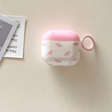 Pink Purple Blue Rose Flower Soft Headphone Protection Cover Case For Apple AirPods 1 2 3 4 Pro 2 Cases Coque Cute Love Pendant