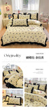 Black Lace Ruffles Korean Bow Decor Bedding Set Duvet Cover Pillowcase Washed Cotton Four-Piece Sets Soft Quilt Cover Bed Sheet