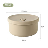 Silicone Food Storage Container 700ml Round Microwave-Safe Sealable Bowl Portable Lunch Box for Students and Office Workers